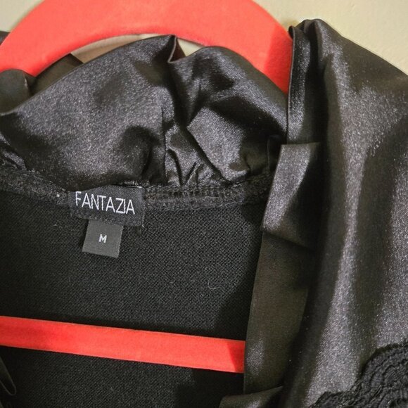 Fantazia Unique Mixed Media Long Line Exposed Zip Cardigan Sweater Size M - Picture 4 of 9